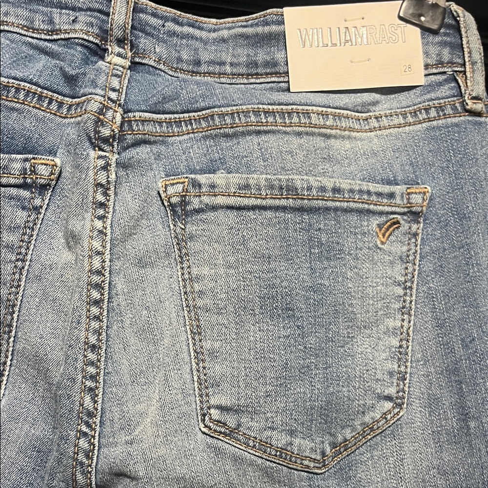 William Rast Blue Flare Jeans with Frayed Hem - Picture 9 of 11